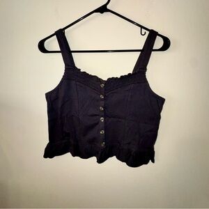 NWT American Eagle Outfitters Black Button-Up Crop Top